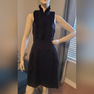 BCBGMaxAzria Black Ruffle Front HalterSleeveless Cotton Sheath Mini Dress